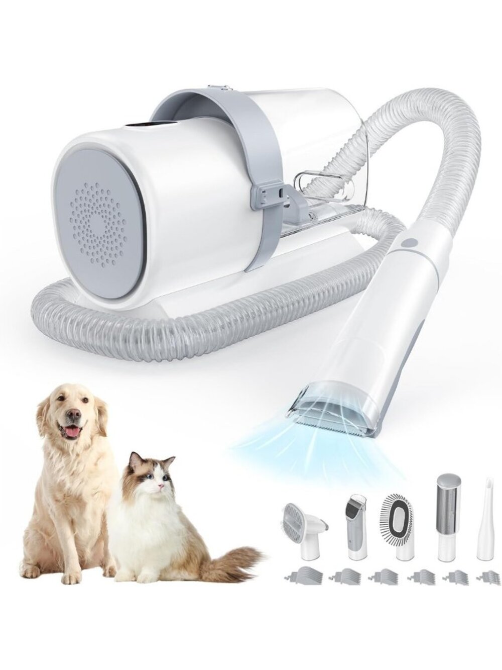 Pet Grooming Vacuum Kit for Dogs & Cats, Hair Clipper & Accessories, 2.5L